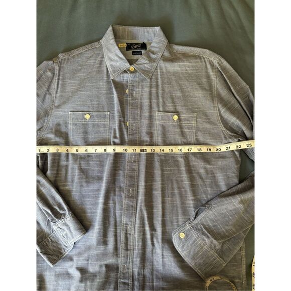Grayers Men's Blue Gray Cotton Striped Long Sleeves Button Up Shirt Size XL - Picture 4 of 9